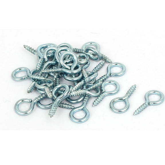 Uxcell Garden Round End Zinc Plated Iron Self Tapping Screw Eye Hook 0# 31pcs
