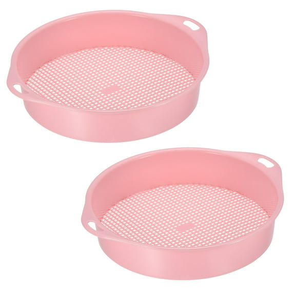 Uxcell Garden Sifting Pan Plastic Potting Sieve Mesh Filter Soil Screen Tool, Pink 2 Pack
