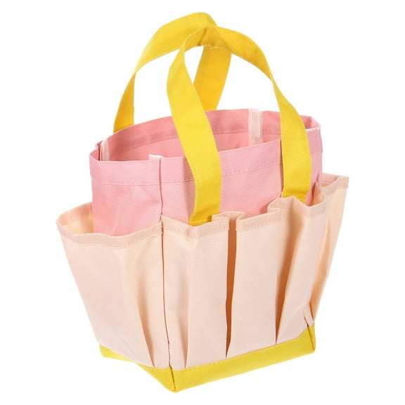 Uxcell Garden Tool Bag 29.5cm x 10cm x 30cm Oxford Large Bag with Pockets Garden Tote Bag, Light Pink