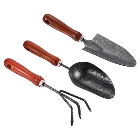 Uxcell Garden Tool Set, 3 Pcs Carbon Steel Thickened Hardened Garden Shovel Rake, Grey