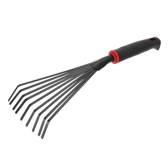 Uxcell Gardening Leaf Rake 15.96" Small Leaf Rake Soil Tiller Grass Rake with Ergonomic Handle for Sweep Leaves Gardening Cultivating Garden Sweep Yard Flower Beds