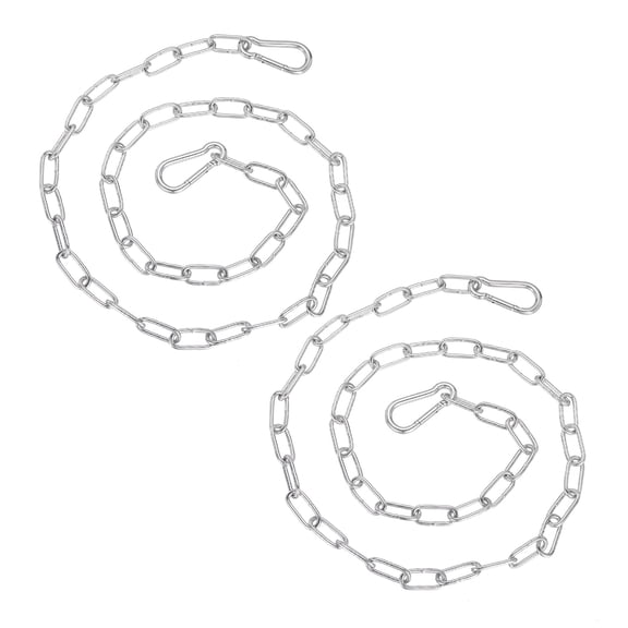 Uxcell 2Pcs Gate Chain Lock 39.4" Silver 304 Stainless Steel Hanging Chain Lock for Stall Barn Cabinet Fence Hammock Pet Cages