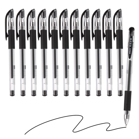Uxcell Gel Pen Medium Point 0.5mm, 24 Pack Smooth Black Gel Ink Rollerball Pen for Home Office Writing Note Taking Journaling Business, Style 11