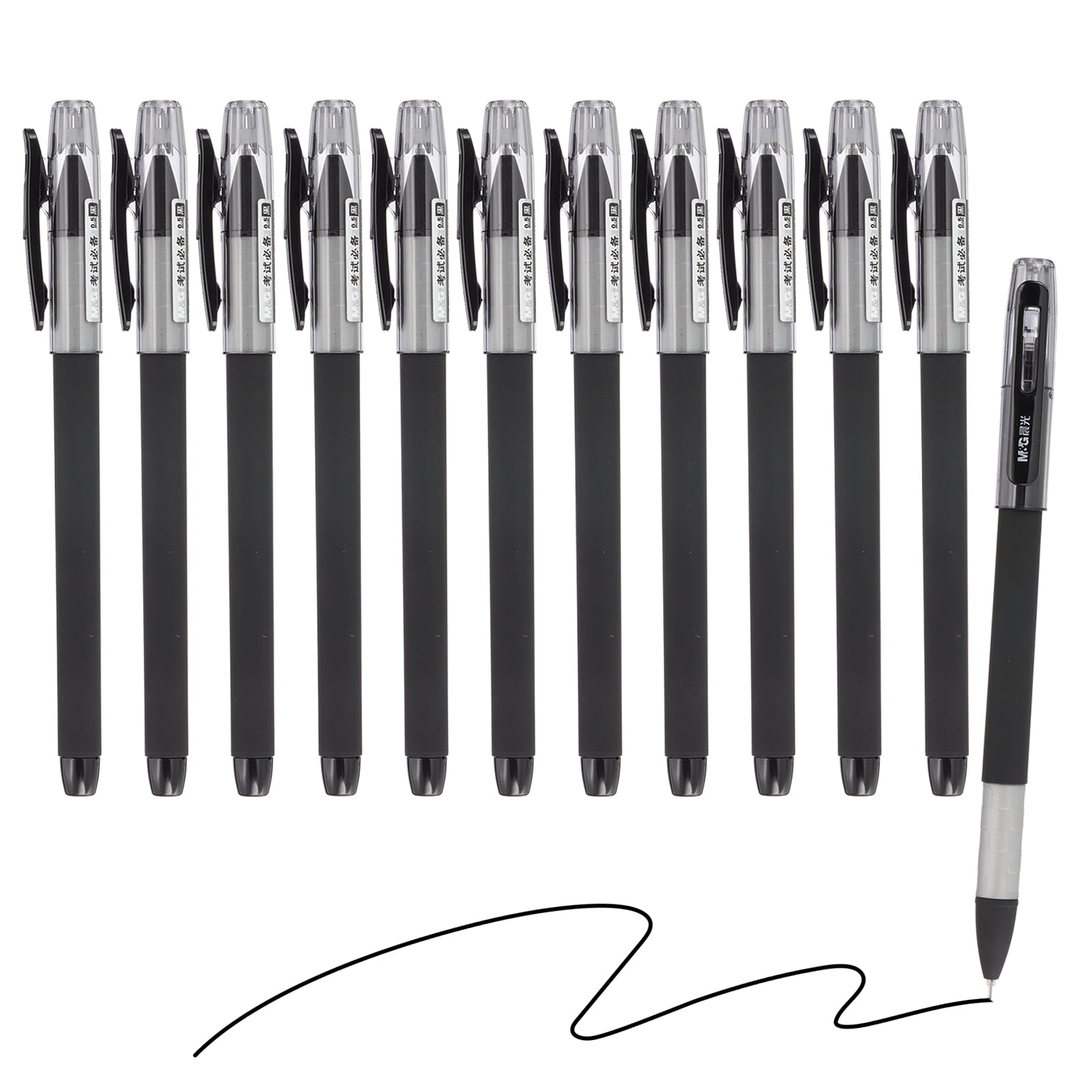 Uxcell Gel Pen Medium Point 0.5mm, 24 Pack Smooth Black Gel Ink Rollerball Pen for Home Office Writing Note Taking Journaling Business, Style 8