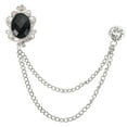 thumbnail image 1 of Uxcell Gem Hanging Chain Brooch Pins Men's Gem Brooch Suit Pins Silver Black, 1 of 7