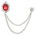 thumbnail image 1 of Uxcell Gem Hanging Chain Brooch Pins Men's Gem Brooch Suit Pins Silver Red, 1 of 7