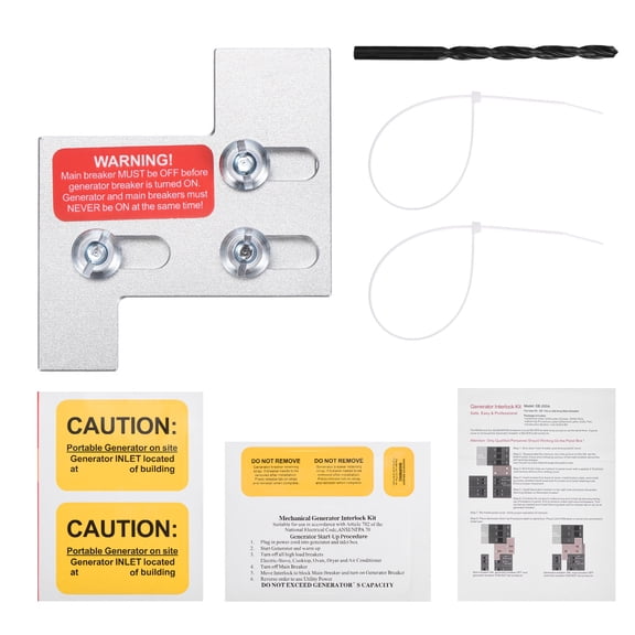 Uxcell Generator Interlock Kit, GE200 150/200A Breaker Panel, 1"-1/4" Spacing Between Main and Branch Breakers for Generator Control Transfer Switch Power Outage Backup