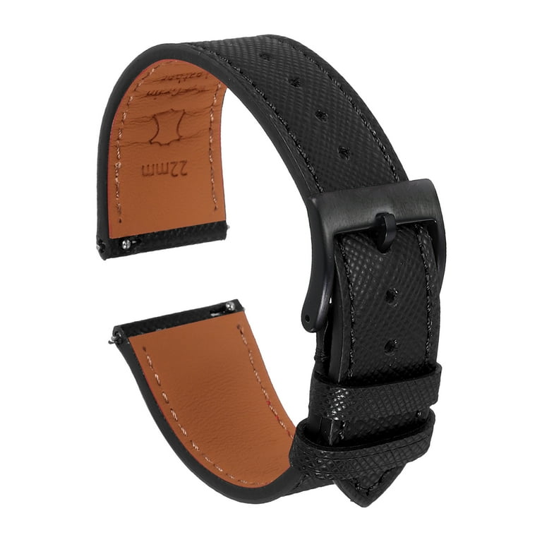 Genuine Leather Watch Band Quick Release Black Quick-Release Leather Watch Strap | Black | Hirsch Straps  main image 2