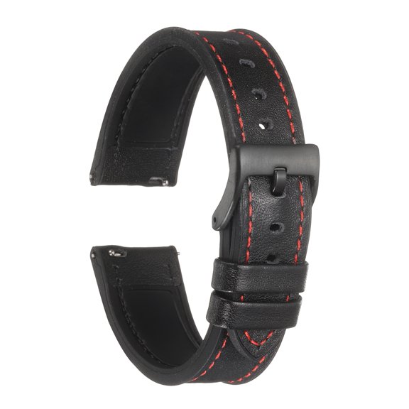 Uxcell Genuine Leather Watch Bands 20mm Width Soft Quick Release Watch Bands with Silicone Waterproof Lining, Black