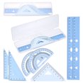 thumbnail image 1 of Uxcell Geometry Set, 2 Pack 8 Inch Aluminum Ruler & 4 Triangles, Metal Protractor Ruler Math Drafting Measuring Tool, Gradient Blue, 1 of 7