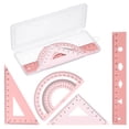 thumbnail image 1 of Uxcell Geometry Set, 6 Inch Aluminum Ruler & 2 Triangles, Metal Protractor Ruler Math Drafting Measuring Tool, Gradient Pink, 1 of 7