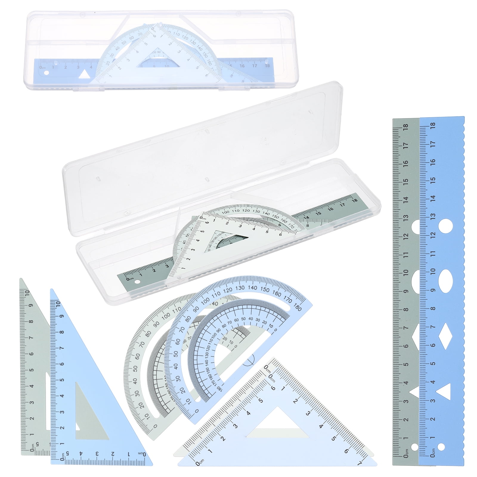 Monserrat Ruler Math Uxcell Geometry Set, 7 Inch Aluminum Ruler & 2 Triangles, Metal ...