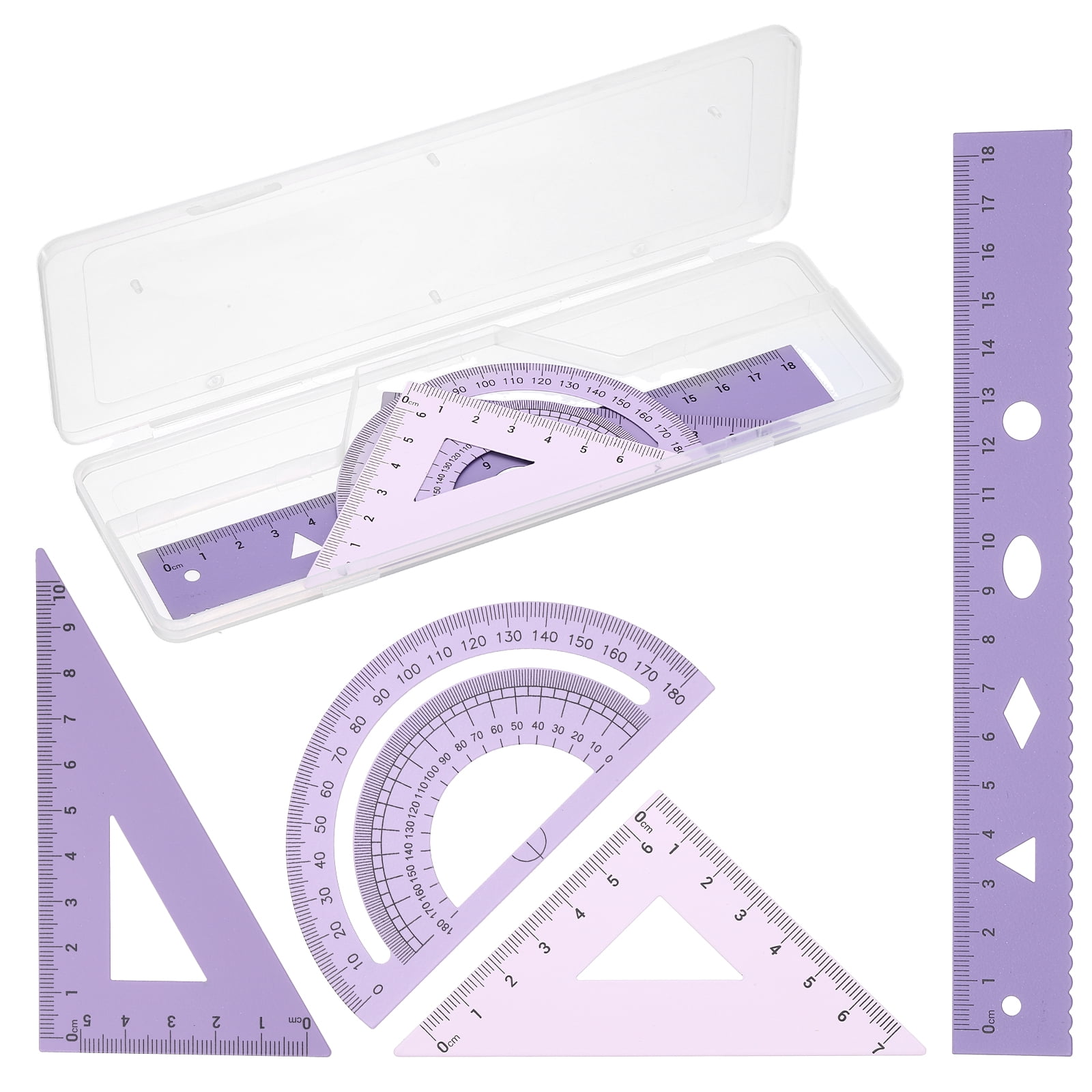 Parabolic Trianglic Ruler Uxcell Geometry Set, 7 Inch Aluminum Ruler & 2 Triangles, Metal ...