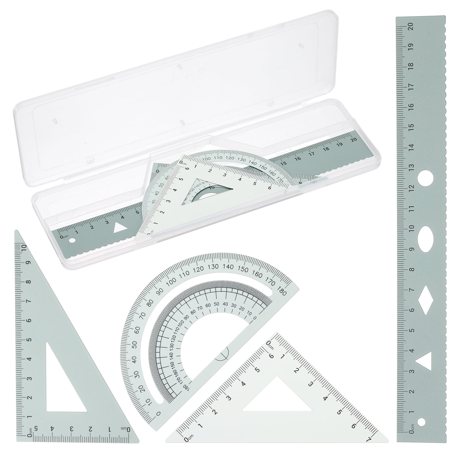 Uxcell Geometry Set, 8 Inch Aluminum Ruler & 2 Triangles, Metal ...