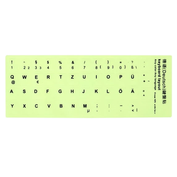 Uxcell German Keyboard Stickers Glow in the Dark Luminous Keyboard Replacement Cover, Black Lettering