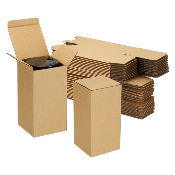 Uxcell Gift Boxes with Lids, (3" x 3" x 6", Brown)(30Pcs), Kraft Paper Box Tuck Top Corrugated Mini Cardboard Boxes, Suitable for Gifts/Crafting/Party Favors