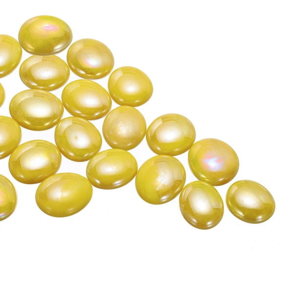 Uxcell Glass Beads,24pcs Flat Glass Gemstone Bright Yellow 0.23lbs Pebbles
