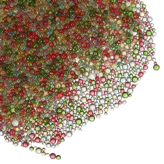 Uxcell Glass Bubble Beads, Tiny Iridescent Beads No Hole Mini Glass Bubble - Fitting for (DIY Crafting - Nail Art - Jewelry Making) 1-3mm &50g & Mixed Red-Green Tones