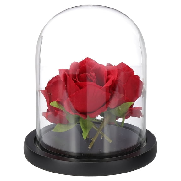Uxcell Glass Cloche Display Dome, 5.9" x 4.7" Glass Dome Display Case Tabletop Jar Display Case for Home Plants, Black