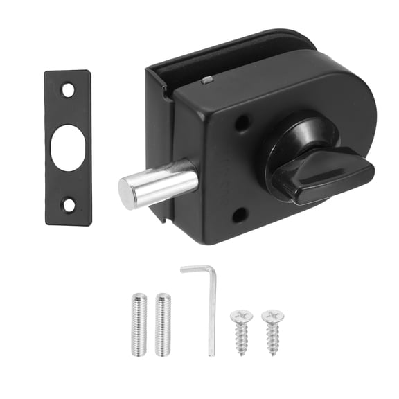 Uxcell Glass Door Lock, 304 Stainless Steel Frameless Floor Ground Latch Lock for 10-12mm Thickness Internal locking for Hotel Bathroom Shop Office, Black