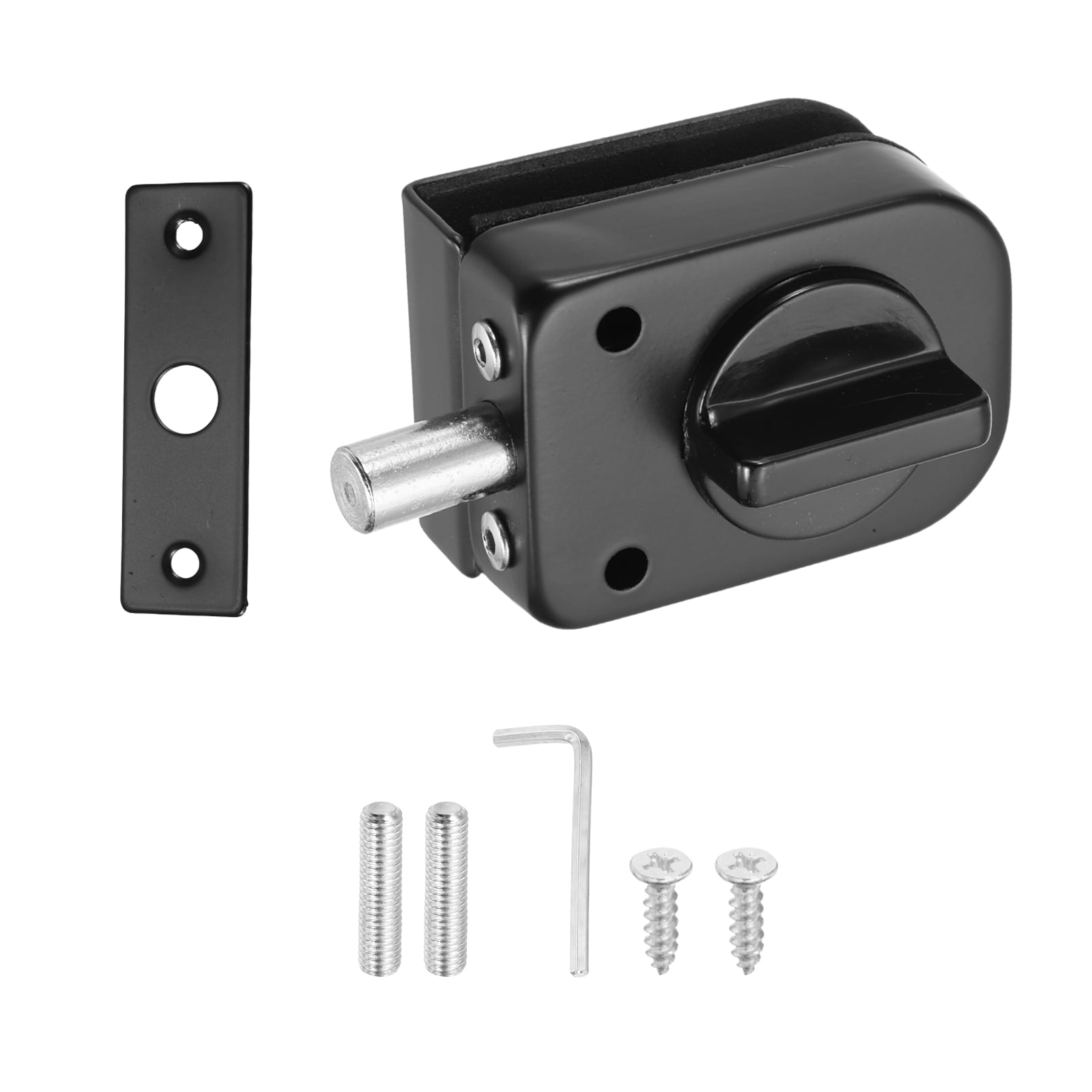 Glass Door Lock, 304 Stainless Steel Frameless Floor Ground Latch Lock for 10-12mm Thickness Internal locking for Hotel Bathroom Shop, Black at Walmart