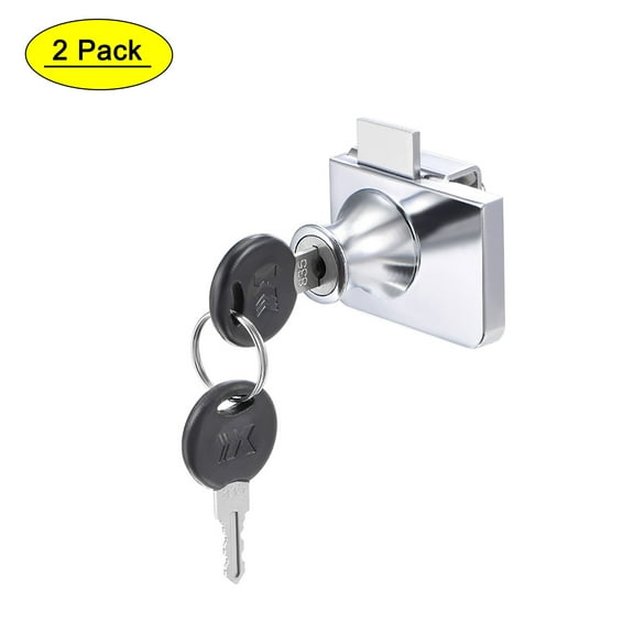 Uxcell Glass Door Lock for Hinged Glass Display Case Keyed Alike Zinc Alloy Silver Tone 2Pcs