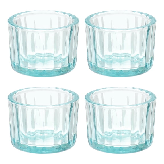 Uxcell Glass Empty Candle Jars, 4 Pcs Ribbed Candle Containers for Candle Making, DIY Gifts, Home Decor, Storage, Light Blue
