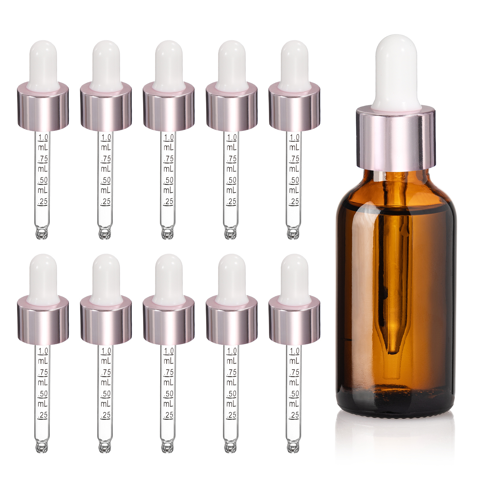 Uxcell Glass Eye Dropper, 10 Pcs Droppers Liquids Closure Top with ...