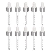 Uxcell Glass Eye Dropper, 10 Pcs Droppers Liquids Closure Top with Measurement mark for 30ml1oz Glass Bottles Liquids Essential Oils Dispenser Perfume Storage Lab, White/Silver Top