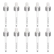Uxcell Glass Eye Dropper, 10 Pcs Droppers Liquids Closure Top with Measurement mark for 50ml1.7oz Glass Bottles Liquids Essential Oils Dispenser Perfume Storage Lab, White/Silver Top