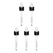 Uxcell Glass Eye Dropper, 5 Pcs Droppers Liquids Closure Top with Measurement mark for 50ml1.7oz Glass Bottles Liquids Essential Oils Dispenser Perfume Storage Lab, White/Black Top