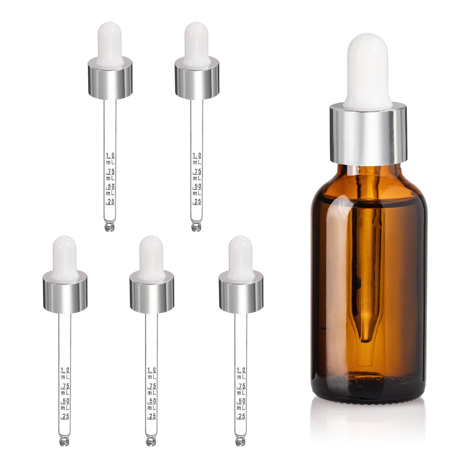Uxcell Glass Eye Dropper, 5 Pcs Droppers Liquids Closure Top with ...