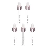 Uxcell Glass Eye Dropper, 5 Pcs Droppers Liquids Closure Top with Measurement mark for 50ml1.7oz Glass Bottles Liquids Essential Oils Dispenser Perfume Storage Lab, White/Pink Top
