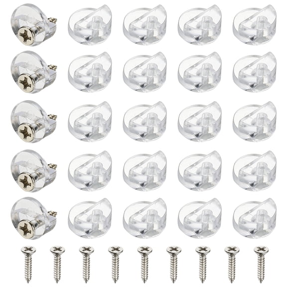 Uxcell Glass Mirror Retainer Holder Clips, 60 Pcs 5/32" (4mm) Step Cabinet Door Glass Fixing Clips Panel Brackets with Screws for Cabinet Doors, Transparent