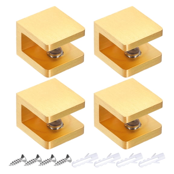 Uxcell Glass Shelf Bracket, Glass Clamp Clip Support with Screws fit 8mm to 10mm (0.31" - 0.39") Thickness Glass Shelves, Bathroom Clip Holder Support Black