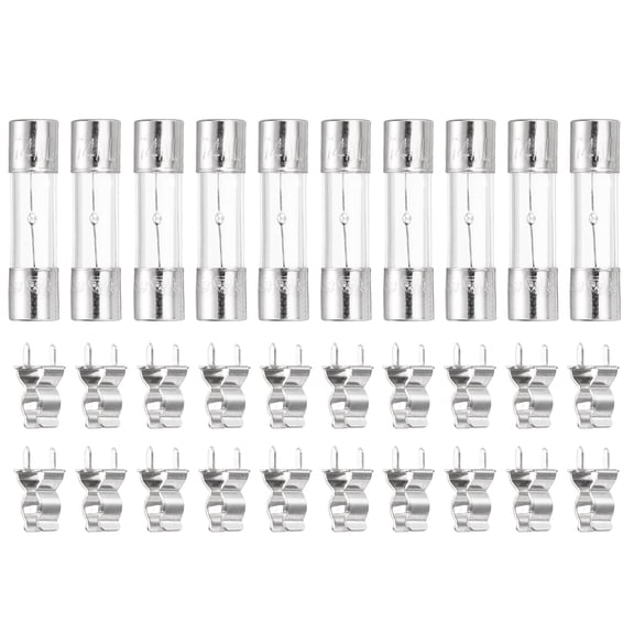 Uxcell Glass Tube Fuses, 5x20mm 4A 250V Slow Fast Blow Glass Cartridge Tube Fuse with 20pcs Safety Clip for Replacing or Repairing Many Home Electronics(Pack of 10)