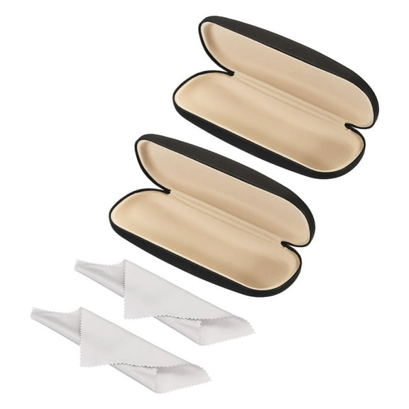 Uxcell Glasses Case Hard Shell, 2 Pack Eyeglass Case Unisex Eye Glasses Case Hard Concise for Women Men Glasses, Black