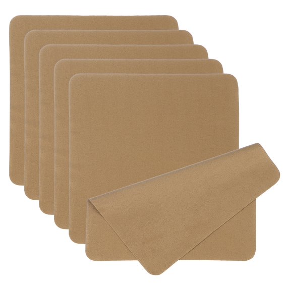 Glasses Cleaning Cloth 7.9" x 7.9" , Microfiber Eyeglasses Cleaner Cloths Soft Suede Wipe Screen, Brown 6 Pcs