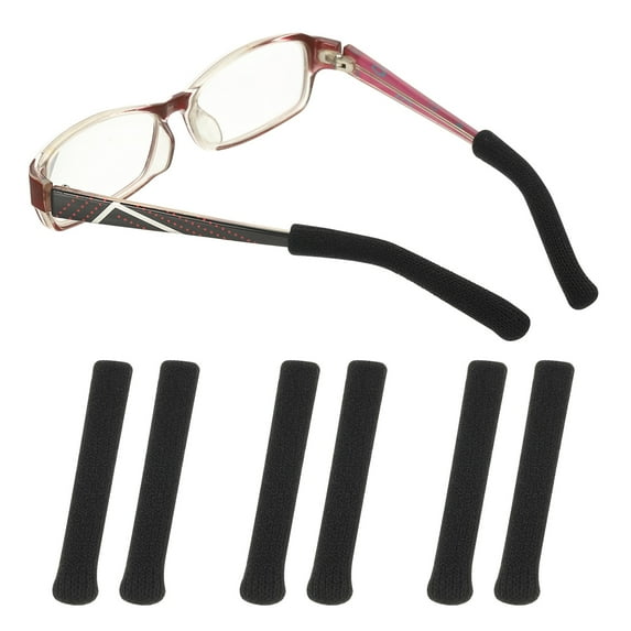 Uxcell Glasses Ear Cushion 2.17" 3 Pairs Soft Ear Grippers Knitting Cotton Glasses Non-Slip Comfortable Elastic Eyeglasses Arm Cushions Temple Tips, Black