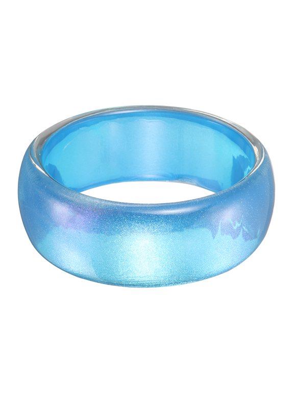 Glitter Acrylic Resin Bangle Bracelet for Women, Candy Color Chunky Round Wide Wristband Cuff Pearlescent Trendy Colorful Statement Bangle Jewelry, Blue