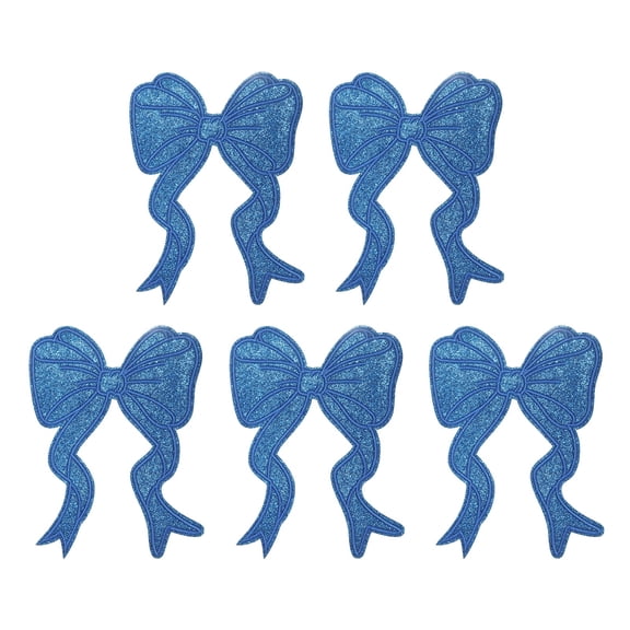 Uxcell Glitter Bow Iron on Patches Sequin Sew on Bows Embroidered Applique Fit for Women Jackets Hats Backpacks Blue