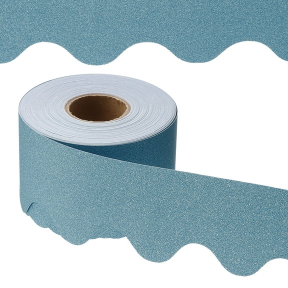 Uxcell Glitter Bulletin Board Border, 65.6 Feet Poster Chalkboard Cork Decoration Trim Scalloped Borders Wall Decor for Classroom Office Locker, Navy Blue