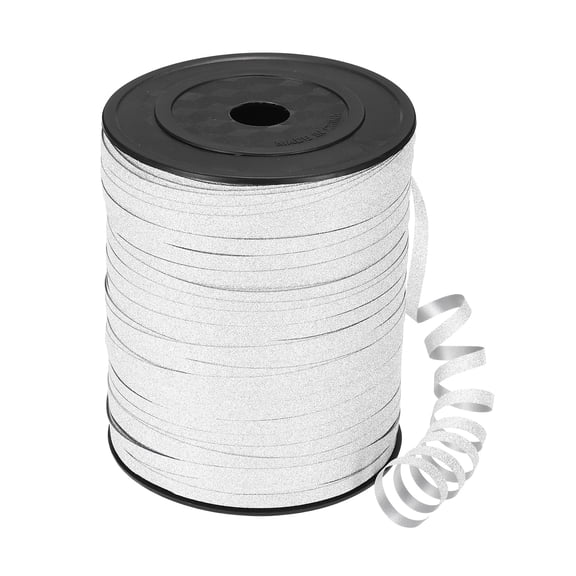 Uxcell Glitter Curling Ribbon, (500yards x 1/5", Silver), Plastic Balloon String Ribbon Shiny Metallic Curly Ribbons Roll, Suit for - Crafts/Gift Wrapping/Wedding/Birthday/Party