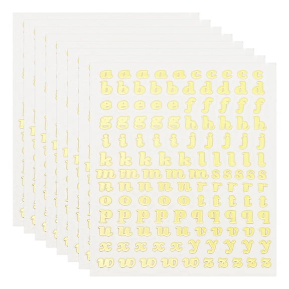 Uxcell Glitter Letters Sticker, 1040 Pcs 8 Sheets 0.18 Inch Self Adhesive Mailbox Stickers Alphabet Stickers Gold
