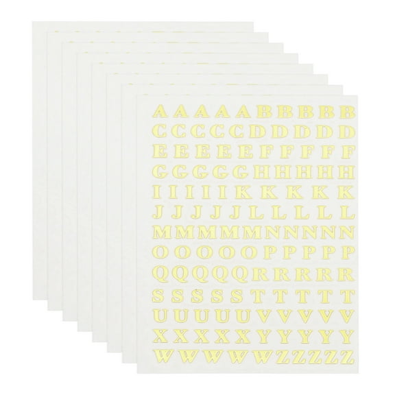 Uxcell Glitter Letters Sticker, 1040 Pcs 8 Sheets 0.12 Inch Self Adhesive Stickers Alphabet Stickers Gold