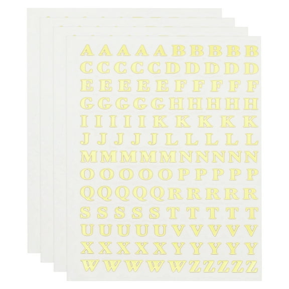 Uxcell Glitter Letters Sticker, 520 Pcs 4 Sheets 0.12 Inch Self Adhesive Mailbox Stickers Alphabet Stickers Gold
