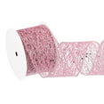 thumbnail image 1 of Uxcell Glitter Mesh Wired Ribbon for Christmas Tree and Gift Wrapping, Pink, 1 of 7