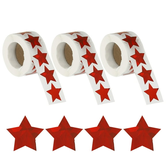 Uxcell Glitter Star Stickers, 1500 Pcs Self Adhesive Metallic Small Sticker Teacher Classroom Voting Reward, Red, Straight Edge