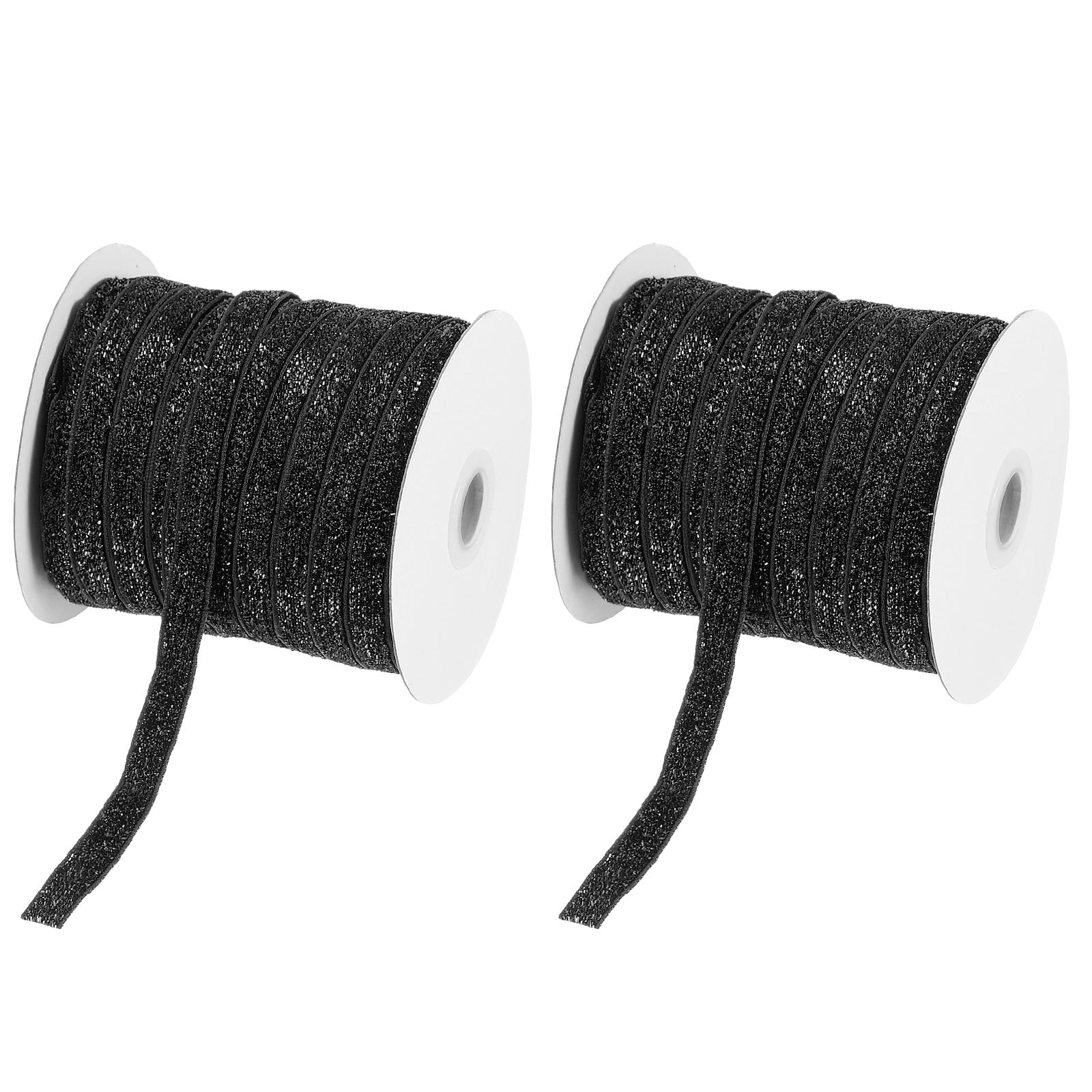 Uxcell Glitter Velvet Ribbon, Sparkly Fabric Metallic Ribbons Gift Wrapping Roll for Crafts Hair Bow Wreaths Decoration Black