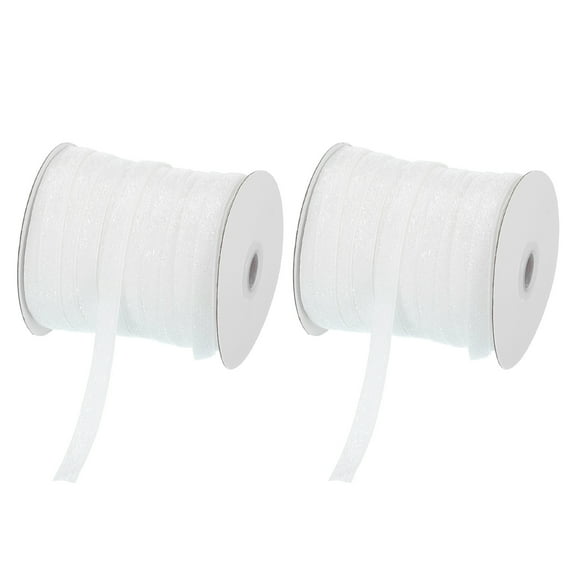 Uxcell Glitter Velvet Ribbon, Sparkly Fabric Metallic Ribbons Gift Wrapping Roll for Crafts Hair Bow Wreaths Decoration White